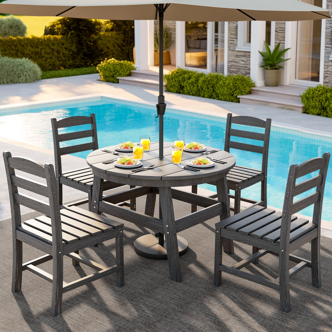 HDPE Outdoor Round Dining Table Set (5 Pieces) Assembly Guidance