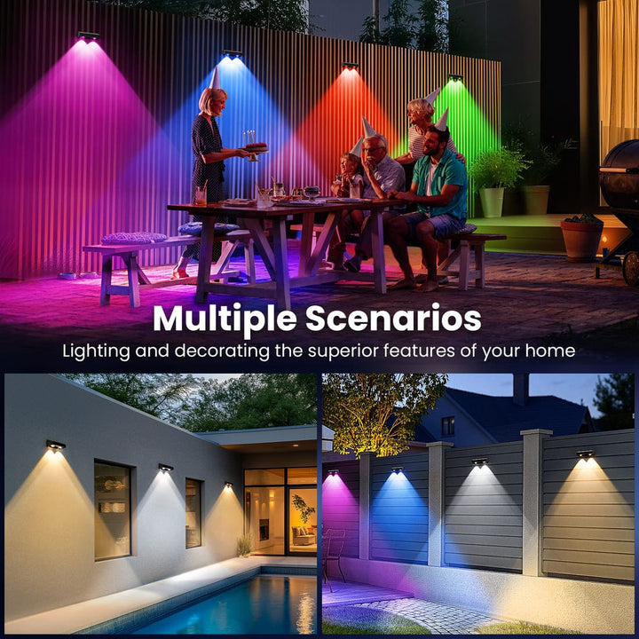 Solar Fence Lights Outdoor with 9 Color (6 Pack)