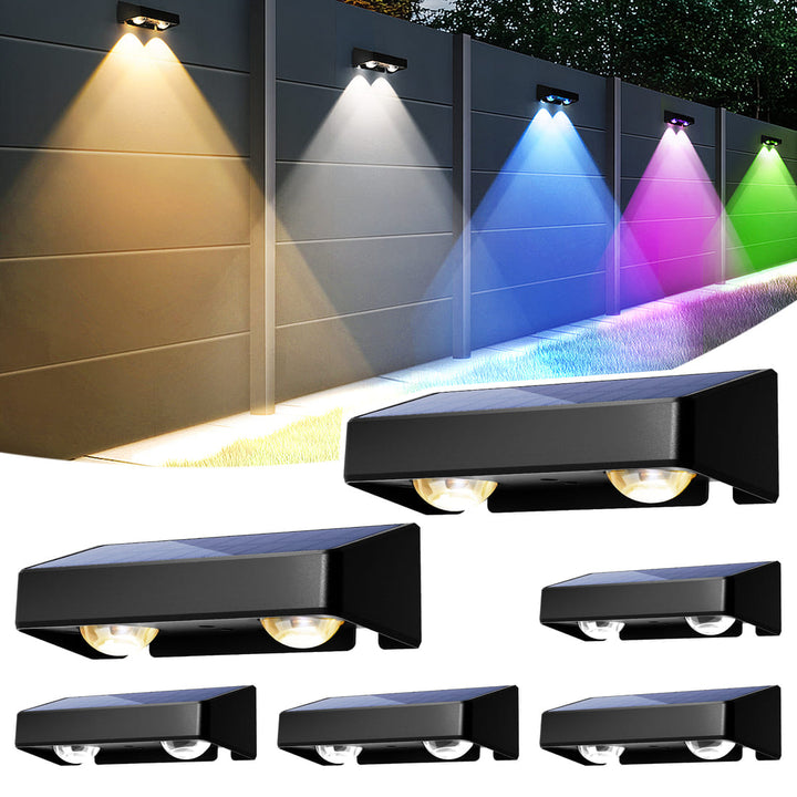 Solar Fence Lights Outdoor with 9 Color (6 Pack)