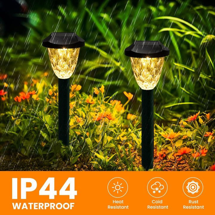 8 Pack Outdoor Solar Pathway Lights with Auto On/Off for Yard, Garden, Driveway