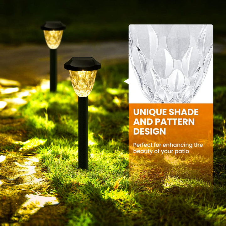 8 Pack Outdoor Solar Pathway Lights with Auto On/Off for Yard, Garden, Driveway