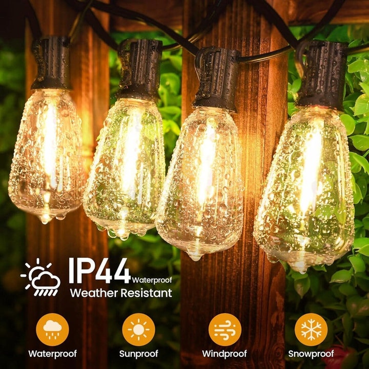 26ft Outdoor String Lights with 13 Sockets & 14 Shatterproof LED Bulbs