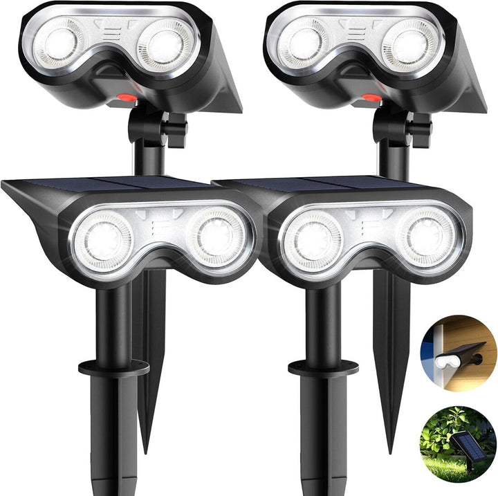 4-Pack Solar Spot Lights with 3 Lighting Modes, IP67 Waterproof