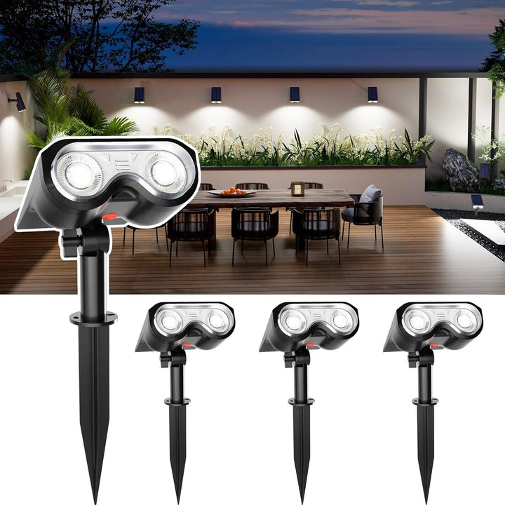 4-Pack Solar Spot Lights with 3 Lighting Modes, IP67 Waterproof