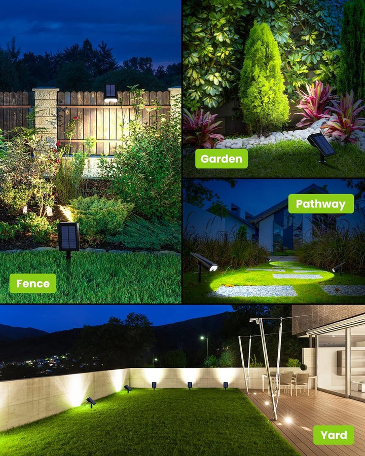 4-Pack Solar Spot Lights with 3 Lighting Modes, IP67 Waterproof