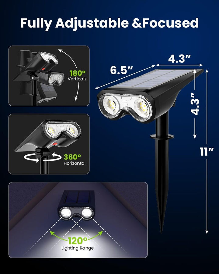 4-Pack Solar Spot Lights with 3 Lighting Modes, IP67 Waterproof