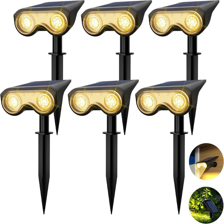 6 Pack Solar Spotlights with 3 Modes, IP67 Waterproof