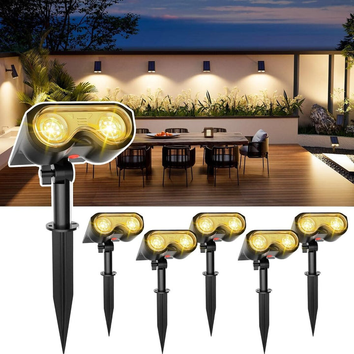 6 Pack Solar Spotlights with 3 Modes, IP67 Waterproof