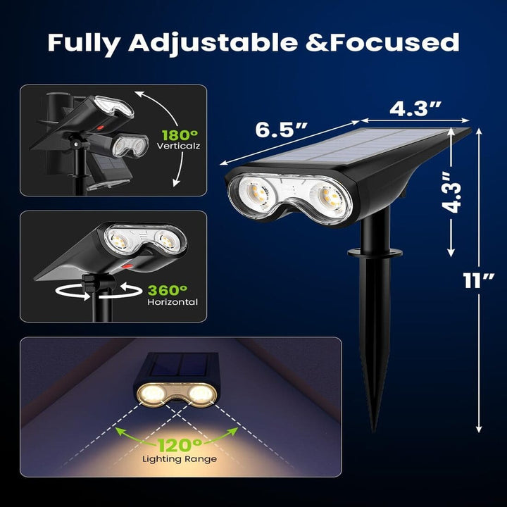6 Pack Solar Spotlights with 3 Modes, IP67 Waterproof