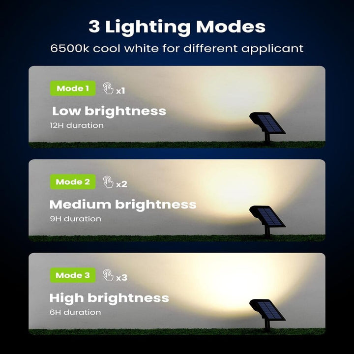 6 Pack Solar Spotlights with 3 Modes, IP67 Waterproof