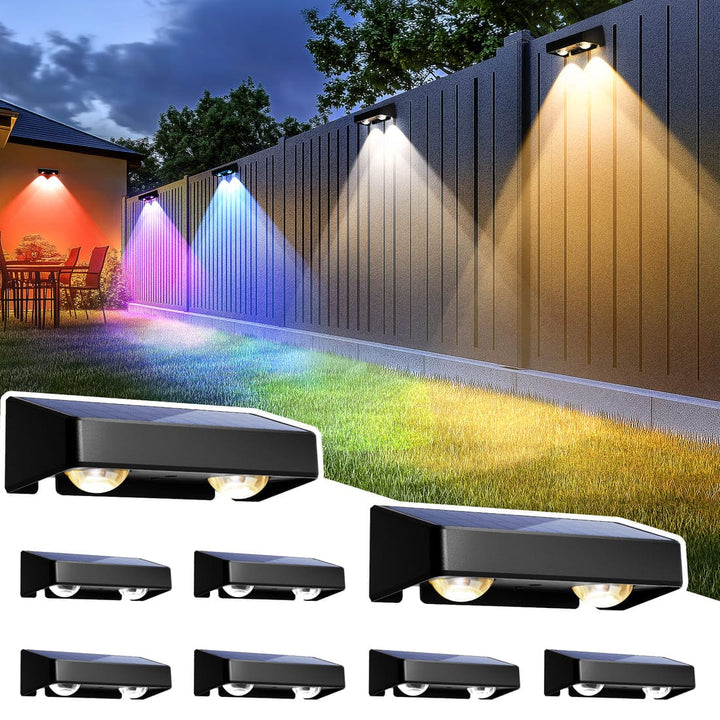 Solar Fence Lights Outdoor with 9 Color (8 Pack)