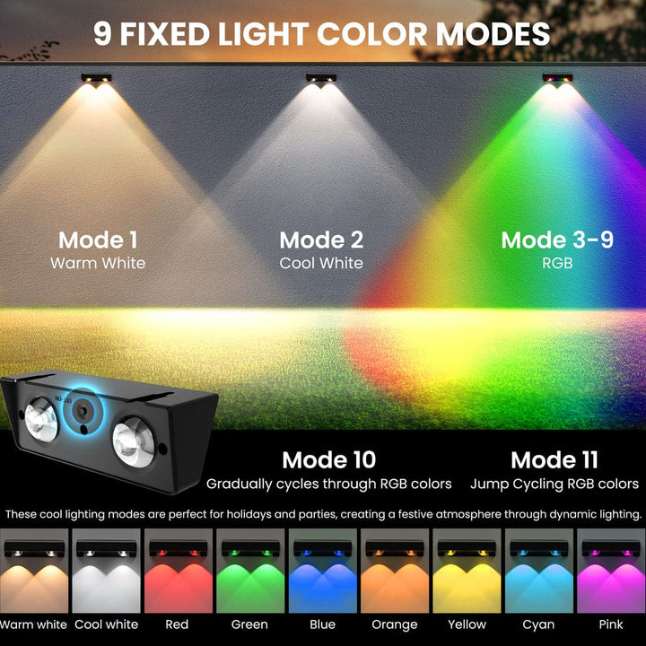 Solar Fence Lights Outdoor with 9 Color (8 Pack)