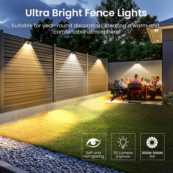 Solar Fence Lights Outdoor with 9 Color (8 Pack)