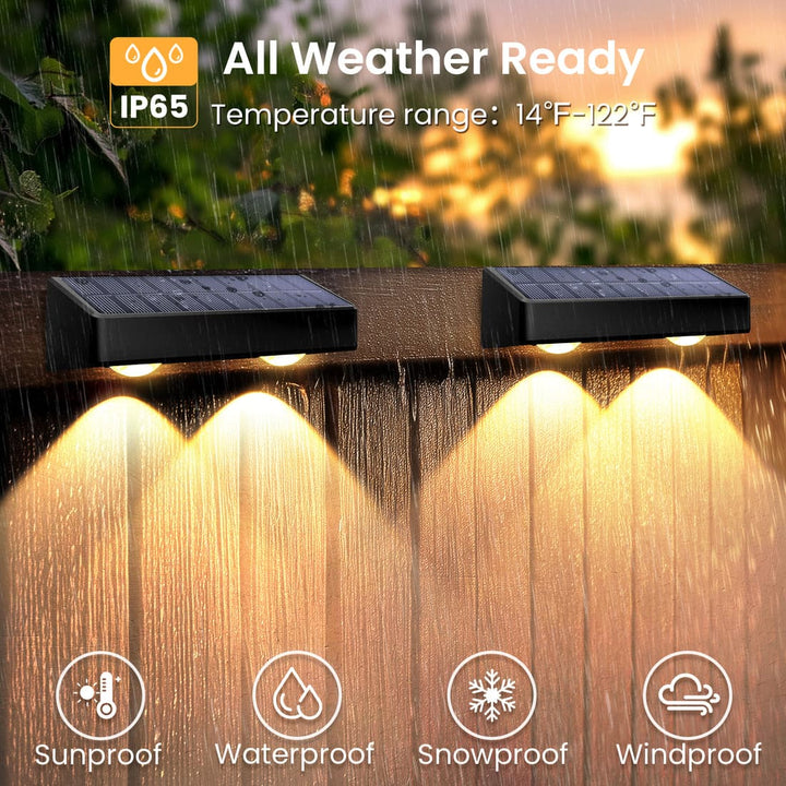 Solar Fence Lights Outdoor with 9 Color (8 Pack)