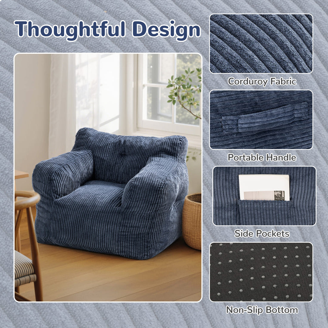 Pamapic Loveseat Corduroy Bean Bag Couch for Dorm, Classroom & Bedroom