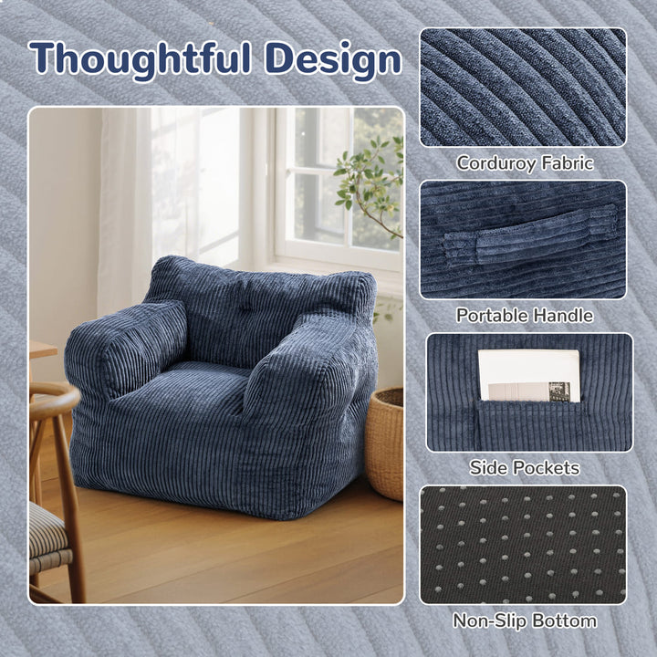 Pamapic Loveseat Corduroy Bean Bag Couch for Dorm, Classroom & Bedroom