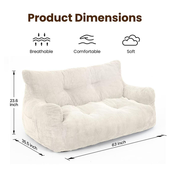 Pamapic 2-Seat Structured Bean Bag chairs for Adult