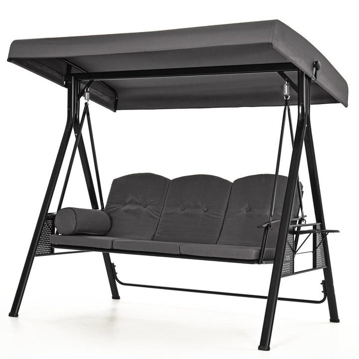 Pamapic 3-Seat Patio Swing Chair with Stand & Adjustable Canopy