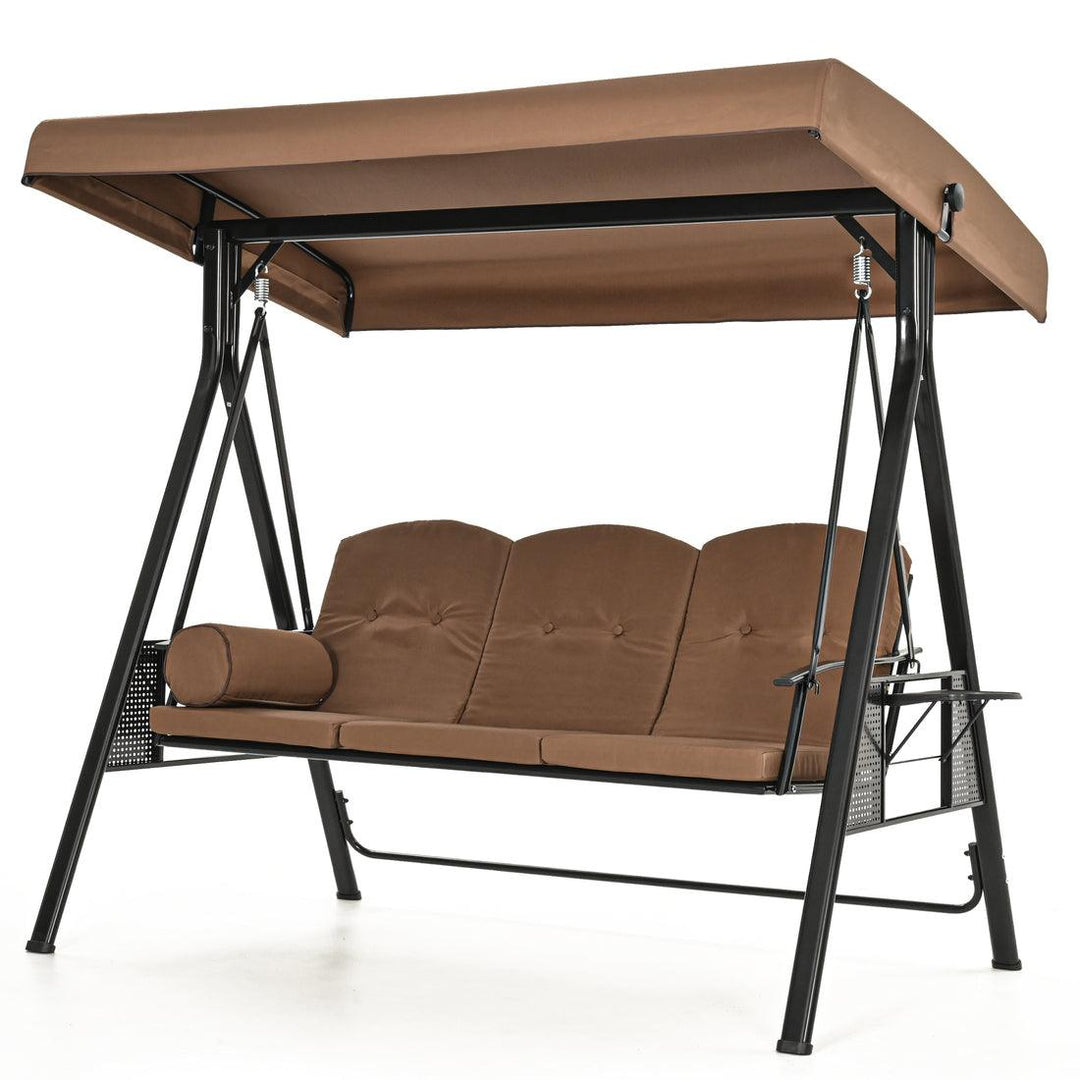 Pamapic 3-Seat Patio Swing Chair with Stand & Adjustable Canopy