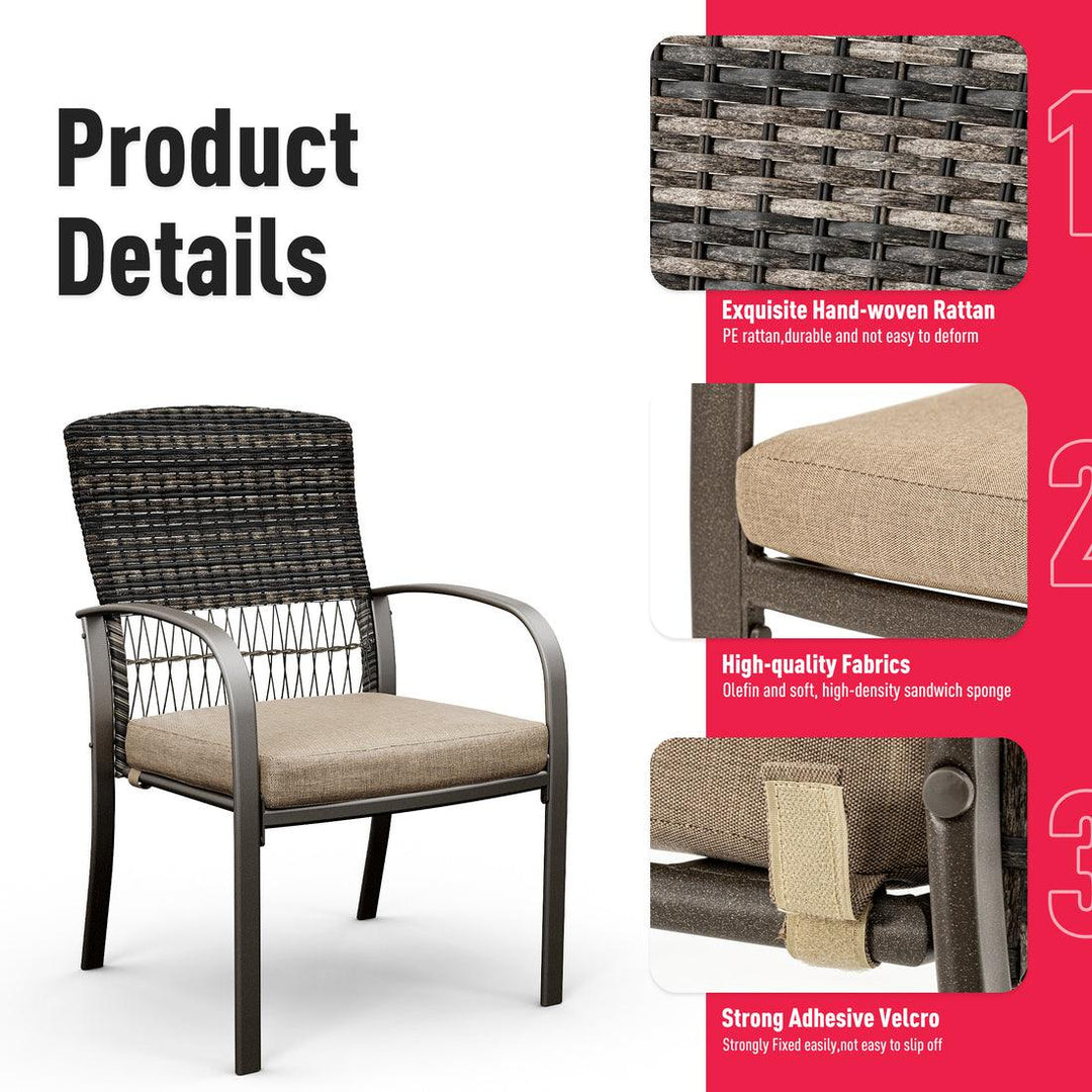 Pamapic Outdoor Dining Sets for 4 with Iron Frame &  Rattan Backrest