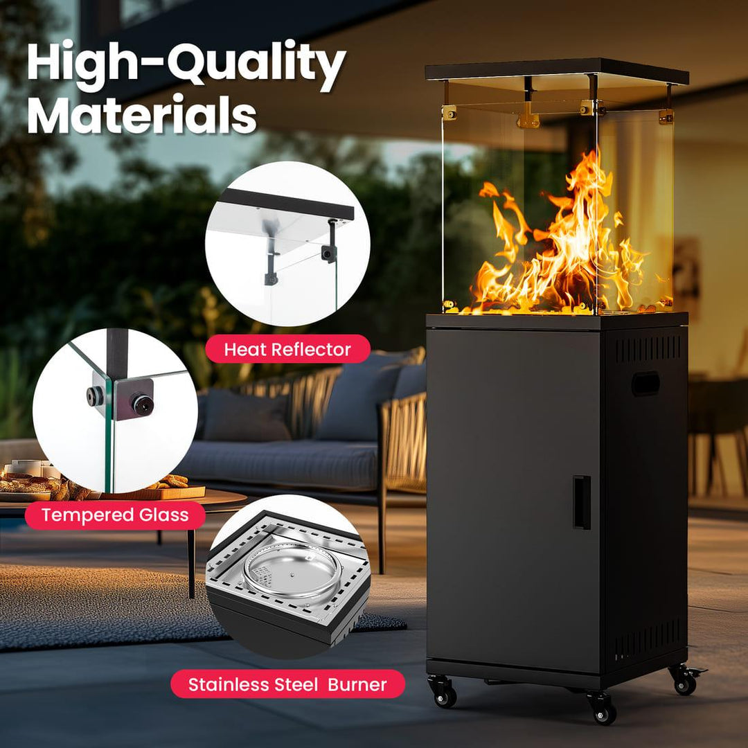 Pamapic 41000 BTU Patio Heater Propane with Cover & Lockable Wheels for Deck, Porch