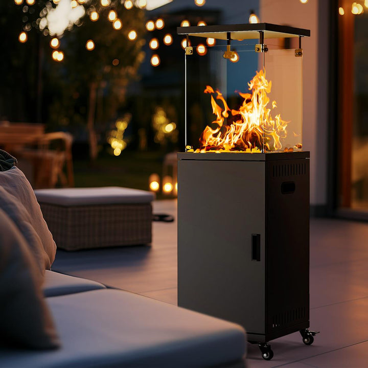 Pamapic 41000 BTU Patio Heater Propane with Cover & Lockable Wheels for Deck, Porch