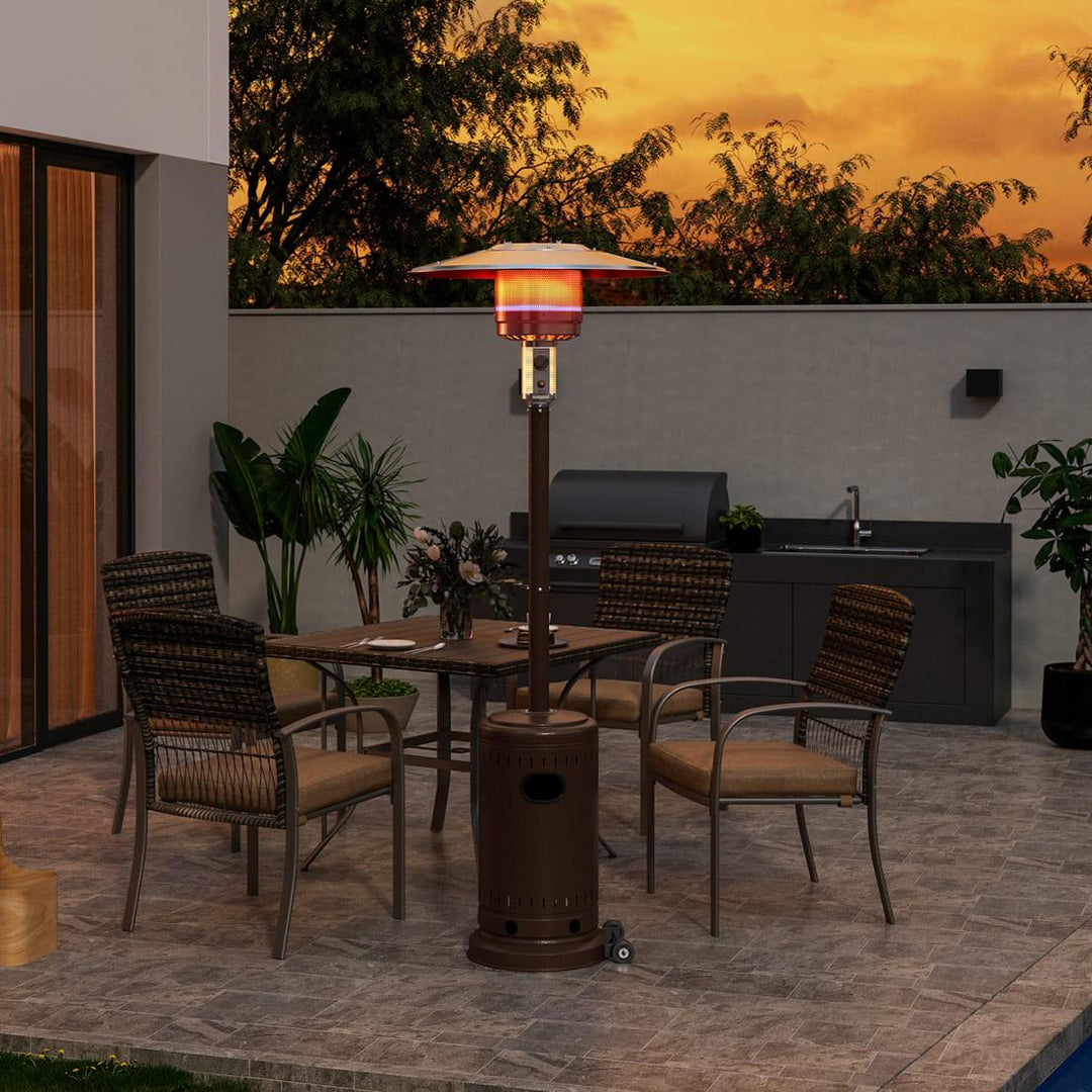 Pamapic 48000 BTU Propane Freestanding Patio Heater with Cover & Wheels, Commercial & Residential