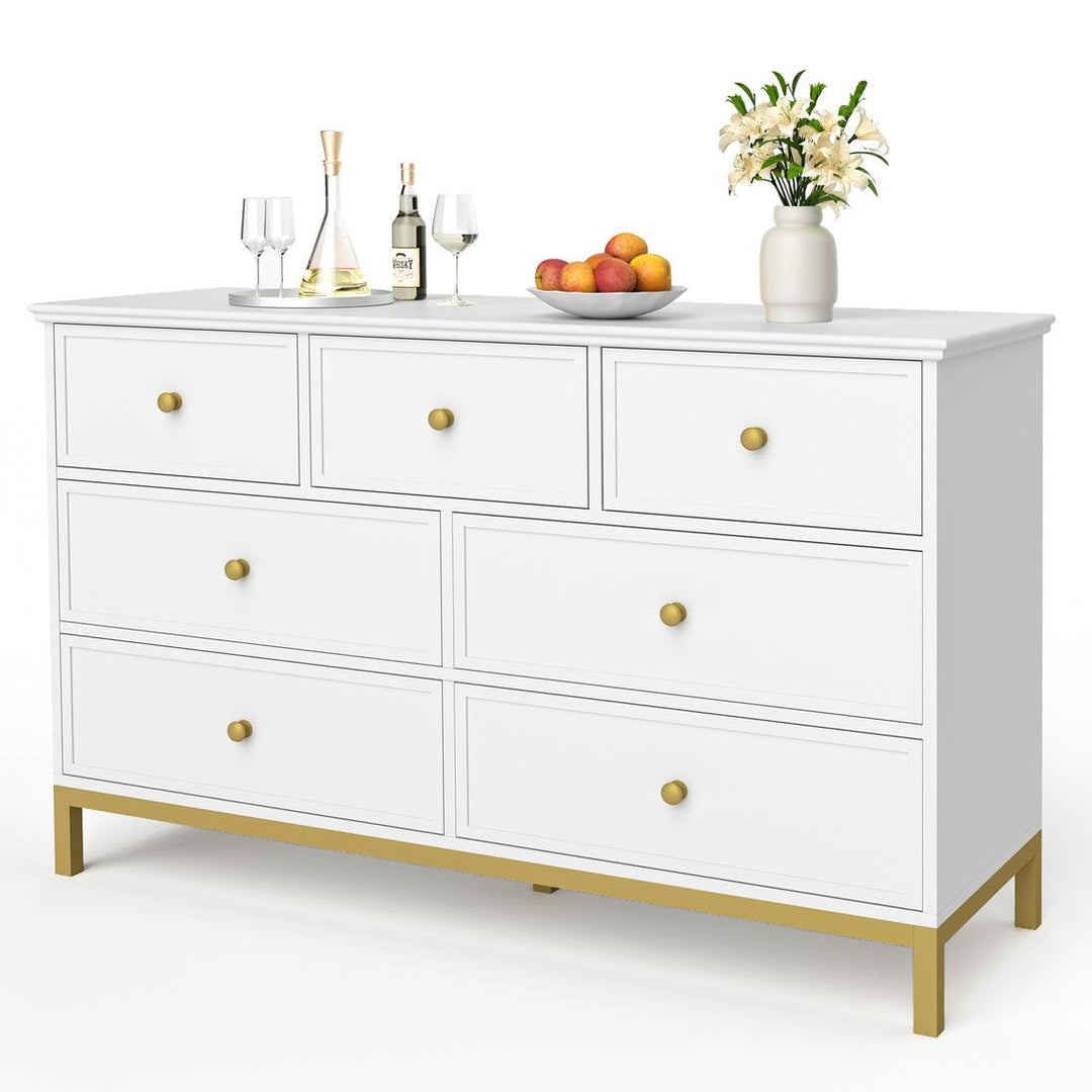 Pamapic 7-Drawer Dresser TV Stand, White