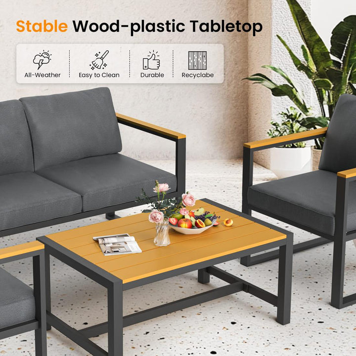 Pamapic  4 Pieces Modern Patio Conversation Sets with Cushion