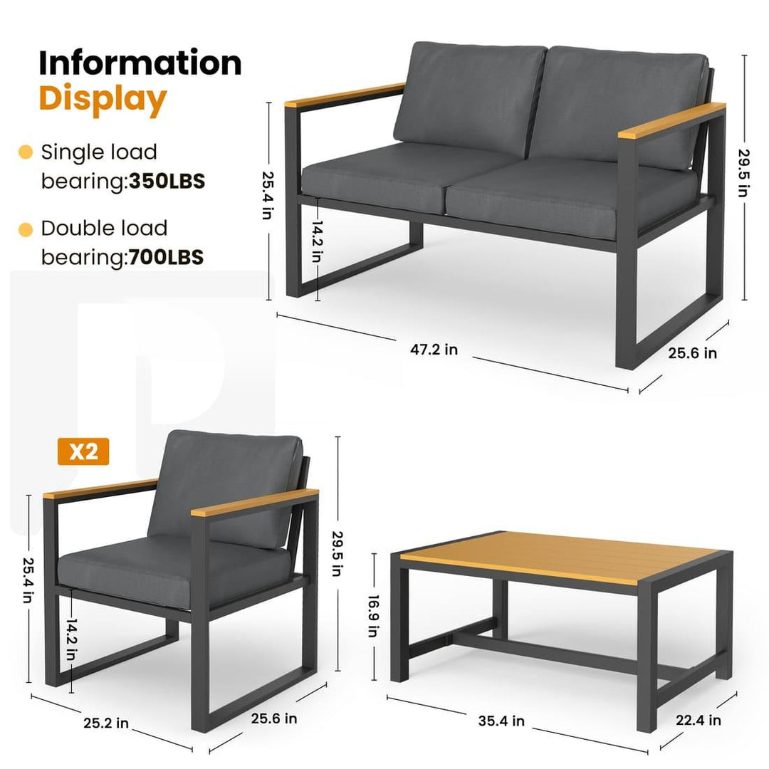 Pamapic  4 Pieces Modern Patio Conversation Sets with Cushion