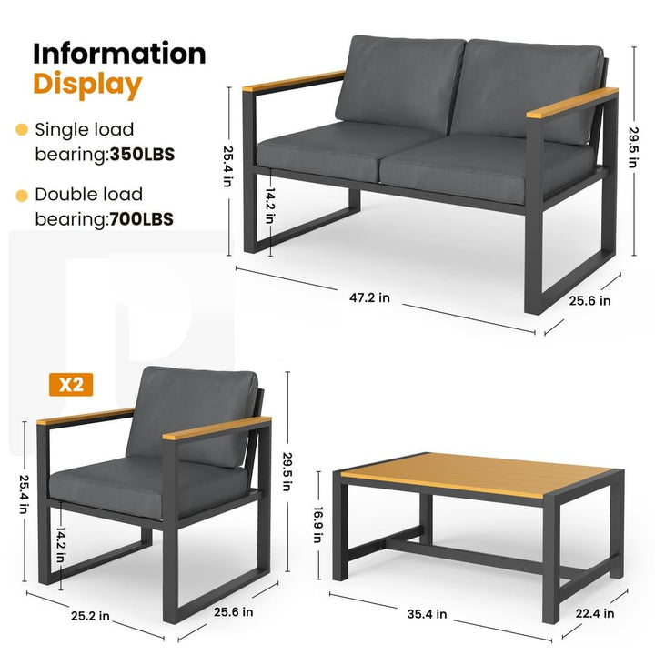 Pamapic  4 Pieces Modern Patio Conversation Sets with Cushion