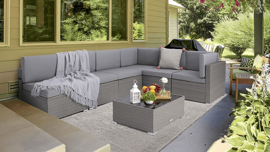 Pamapic grey patio sectional sofa