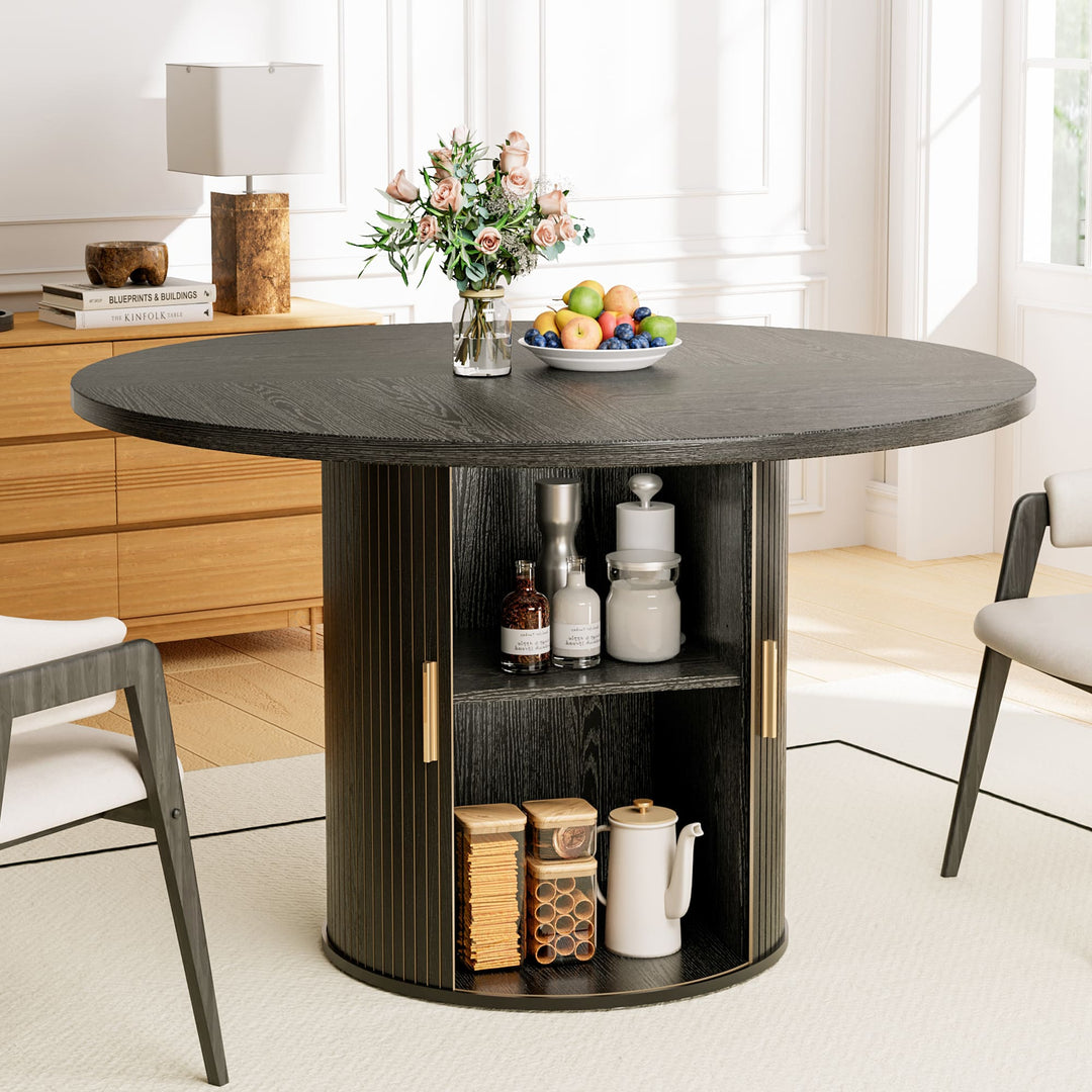Round Pedestal Dining Table with Storage Assembly Guidance