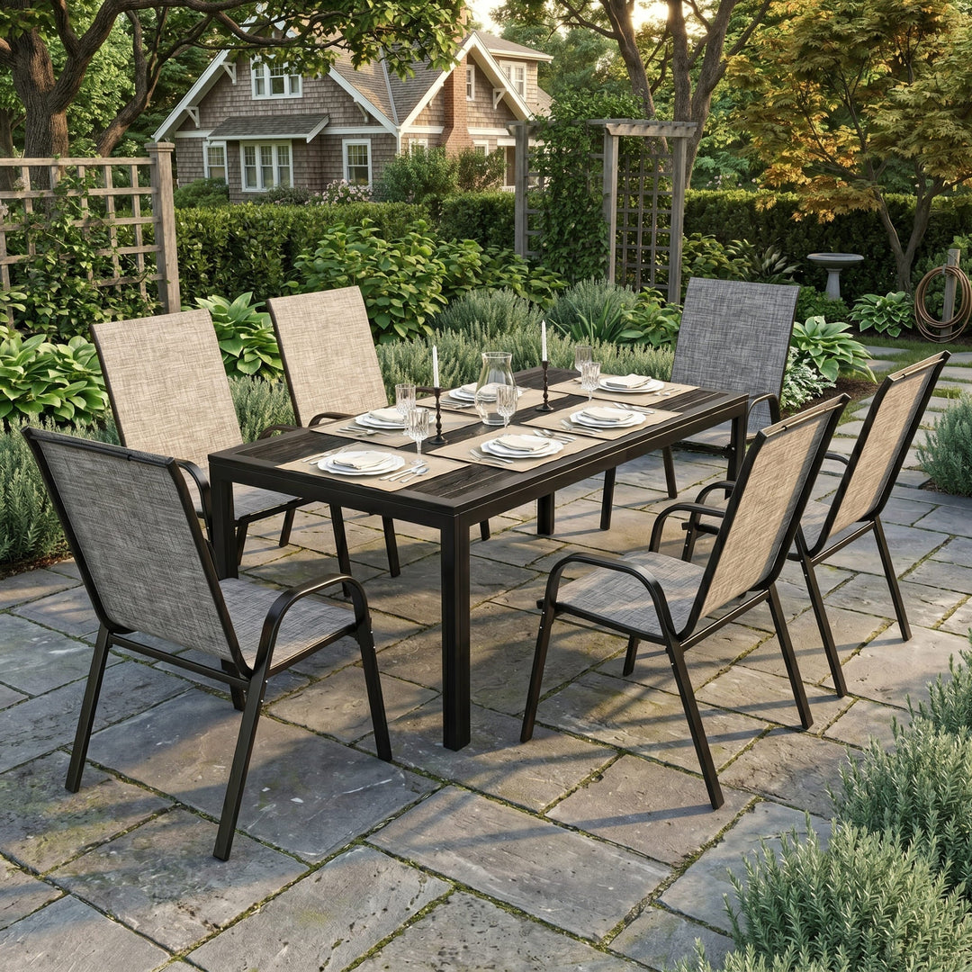 Lume Textilene Stackable Dining Set Assembly Guidance