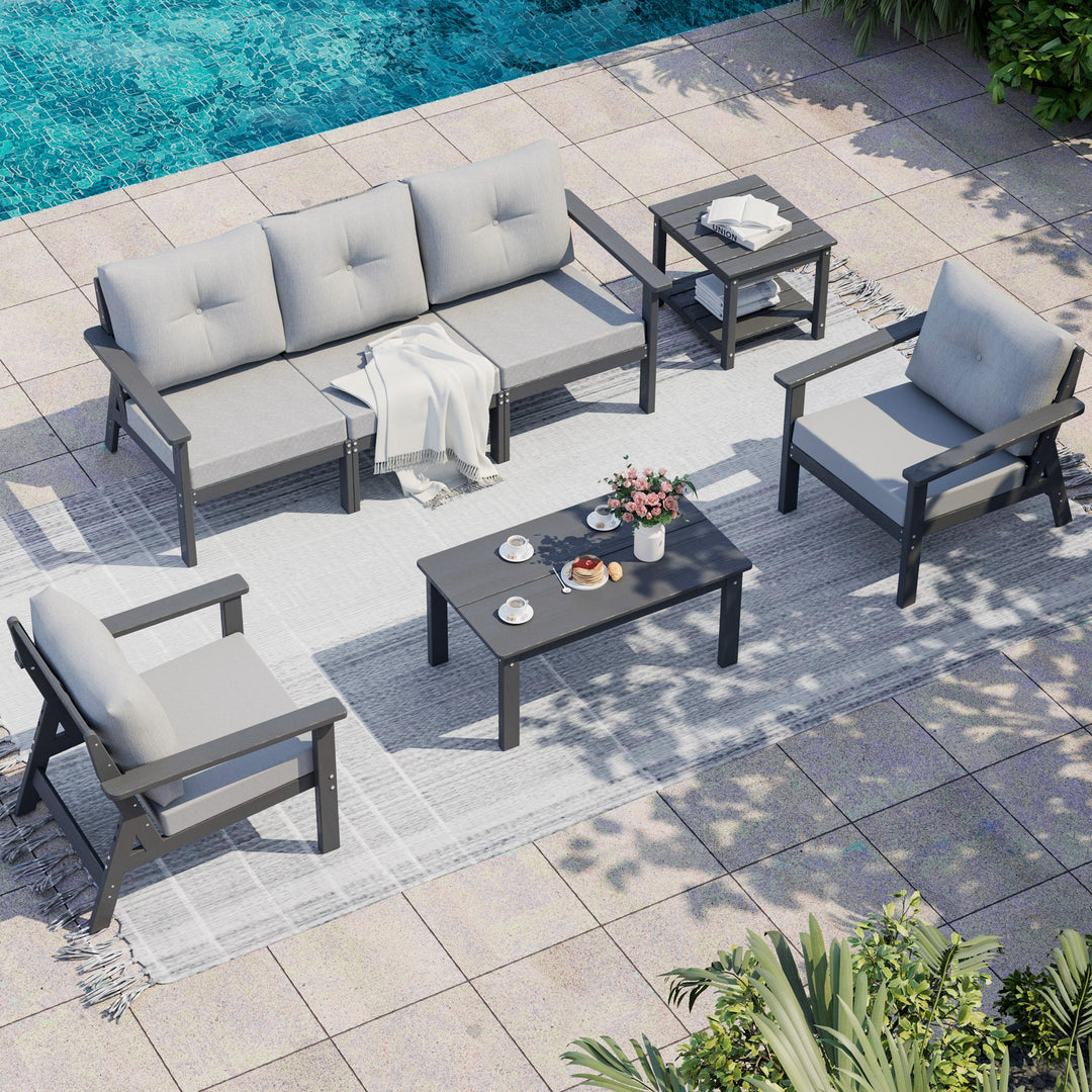HDPE 5-Piece Outdoor Sofa Set Assembly Guidance