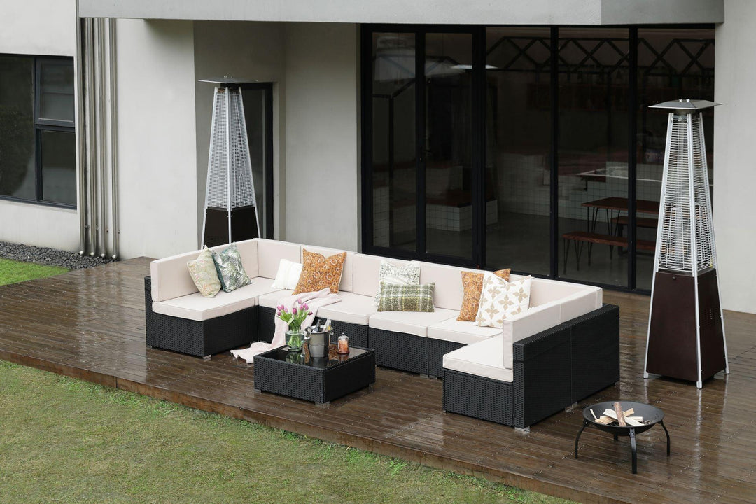 Pamapic outdoor sectional sofa and patio heater