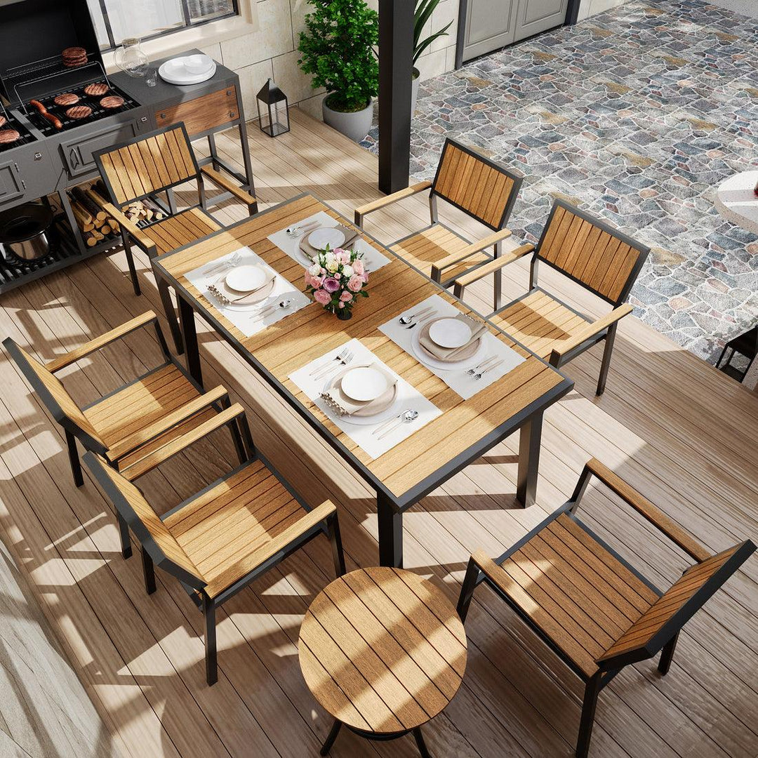 Aluminum and Plastic-Wood Outdoor Dining Table Set (8 Pieces) Assembly Guidance