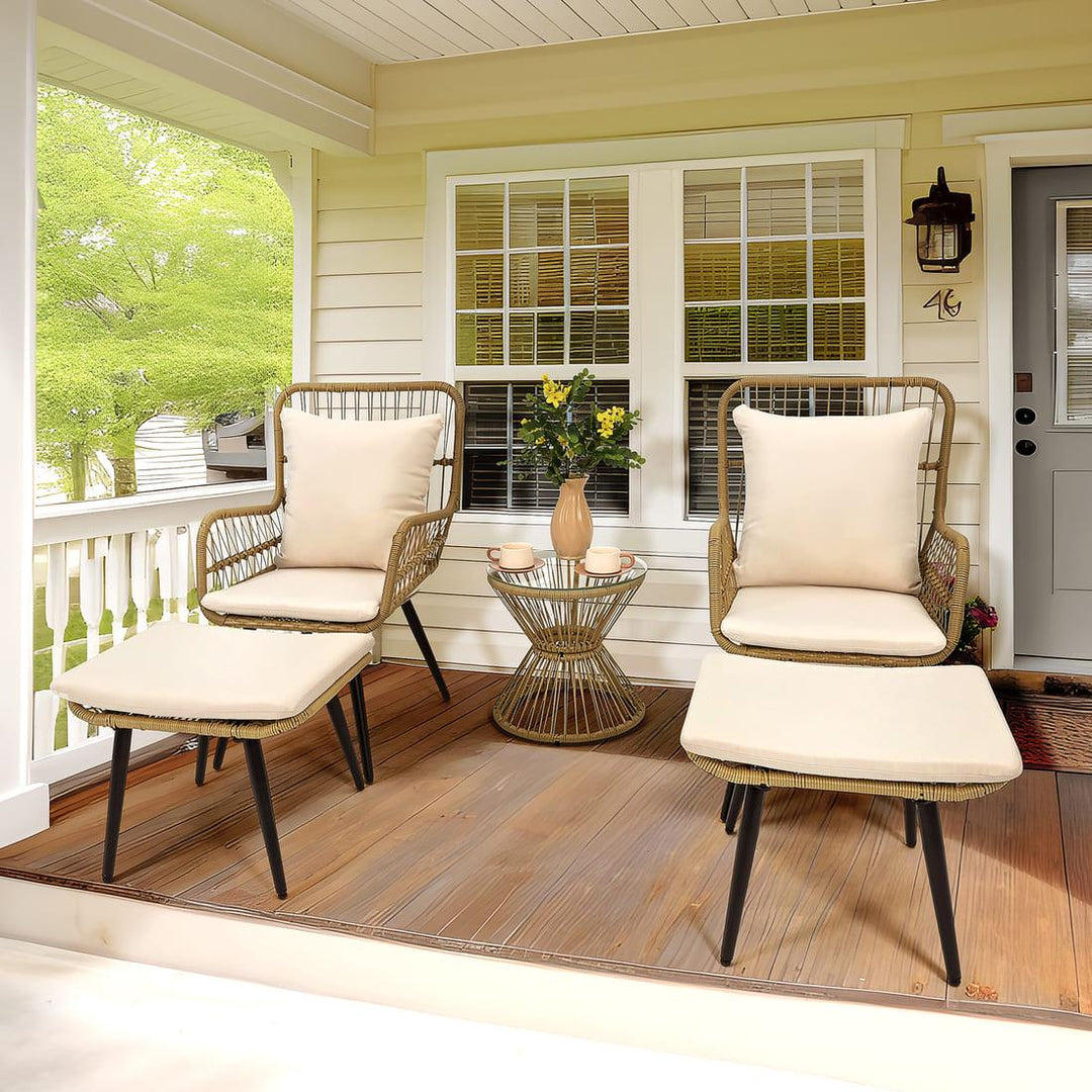 Wicker Patio Chairs with Ottoman (5 Pieces) Assembly Guidance