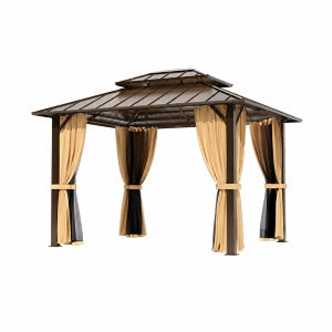 Pamapic outdoor gazebo with curtains for patio and poolside shade