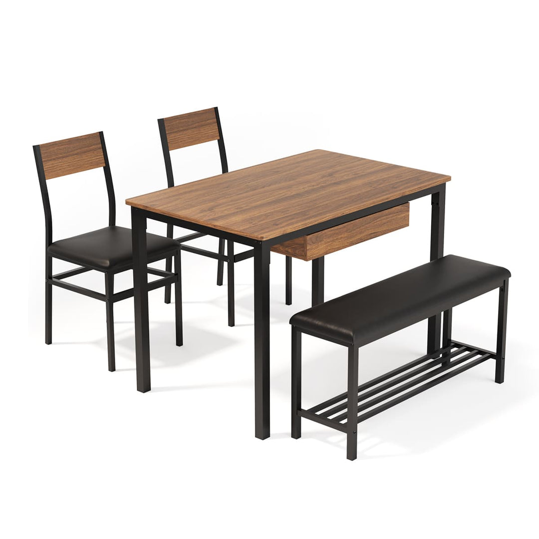 Indoor Dining Set with Bench, 4-Piece