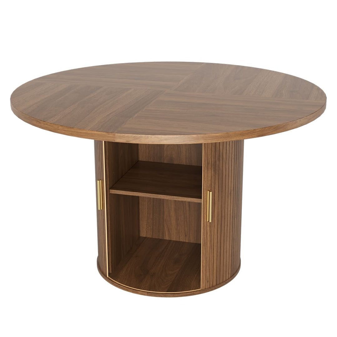 Indoor Round Dining Set with Tambour Storage, 7-Piece
