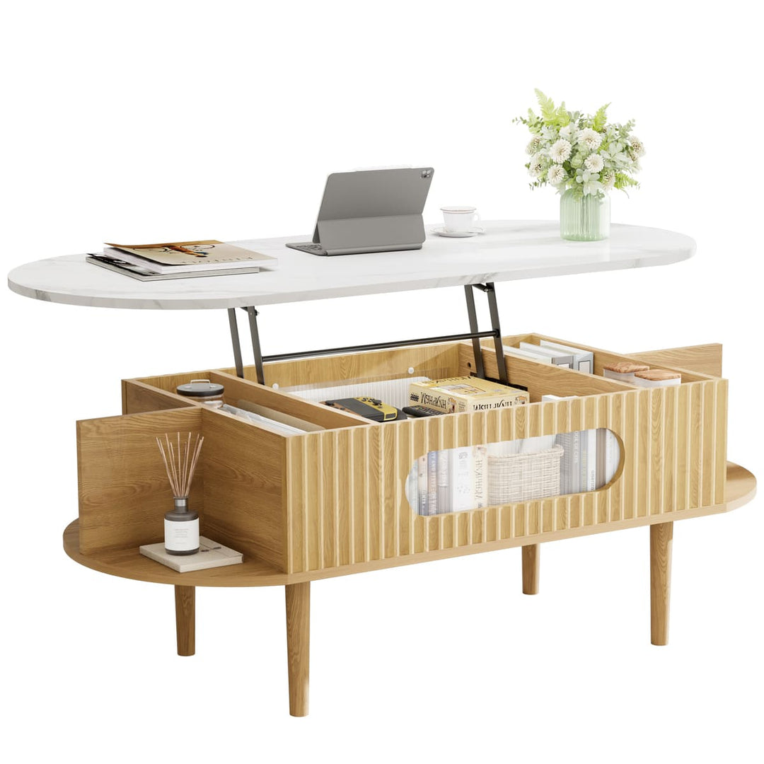 Oval Lift-Top Coffee Table with Storage