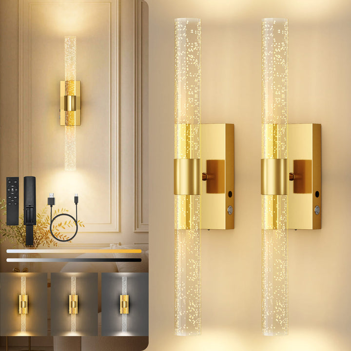 Cordless Crystal Bubble Wall Sconces, Set of 2