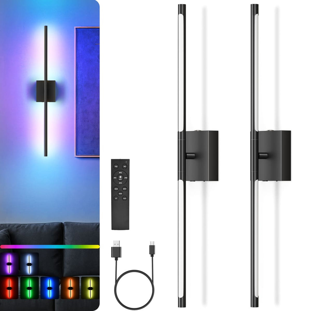 Rechargeable LED Wall Sconces with Remote, Set of 2