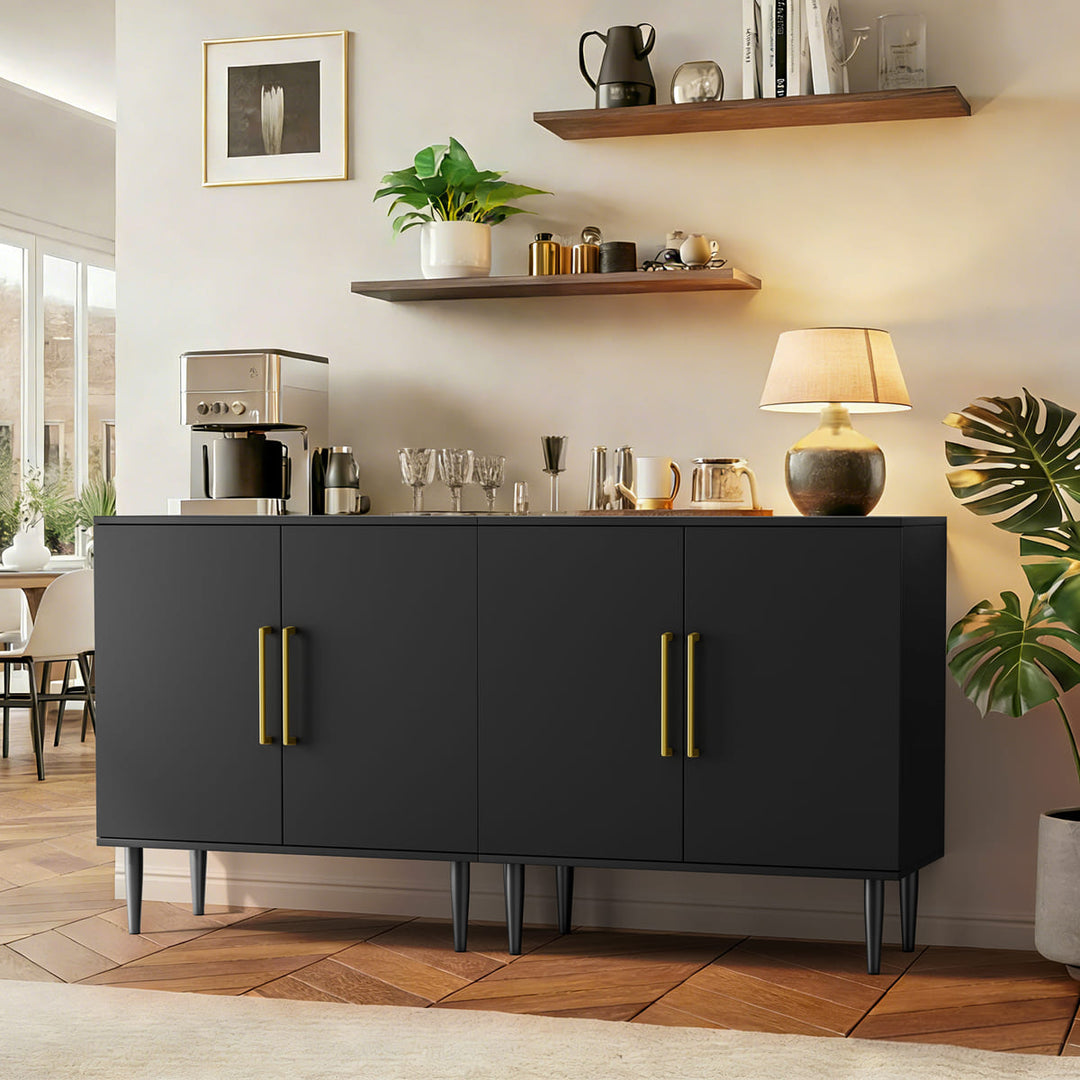 Black 2-Door Accent Cabinet with Gold Handles