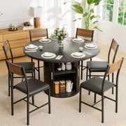 Dining table set with chairs in a modern kitchen