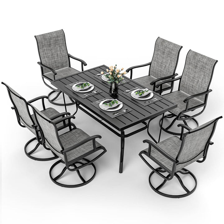Lume Textilene Outdoor Dining Set, 7-Piece, Full Swivel