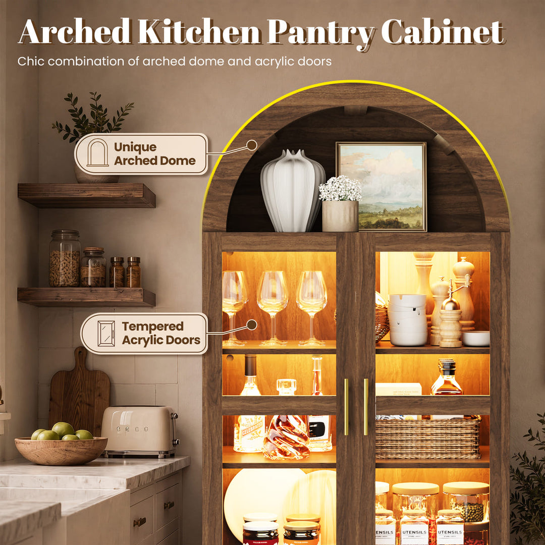 Arched Acrylic Display Cabinet with Drawers & LED Lights