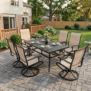 Lume Textilene Outdoor Dining Set, 7-Piece, Full Swivel