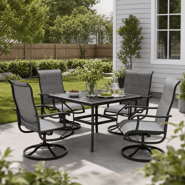 Lume Textilene Outdoor Dining Set, 5-Piece, Full Swivel